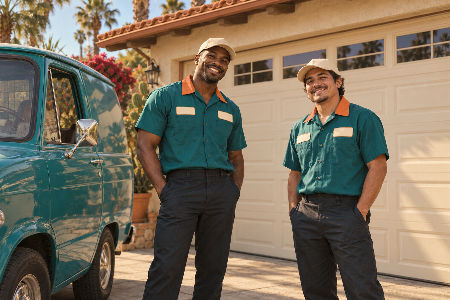 Illustrative tradespeople in Sprig’s-inspired workwear